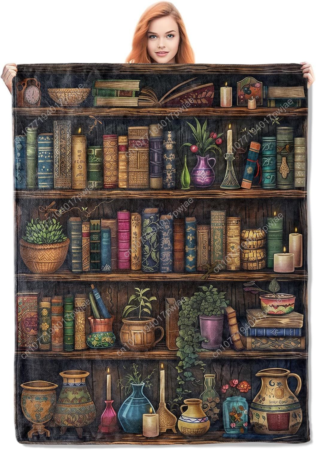 Home Textiles Usa - Винтажное одеяло для книжной полки, флисовое