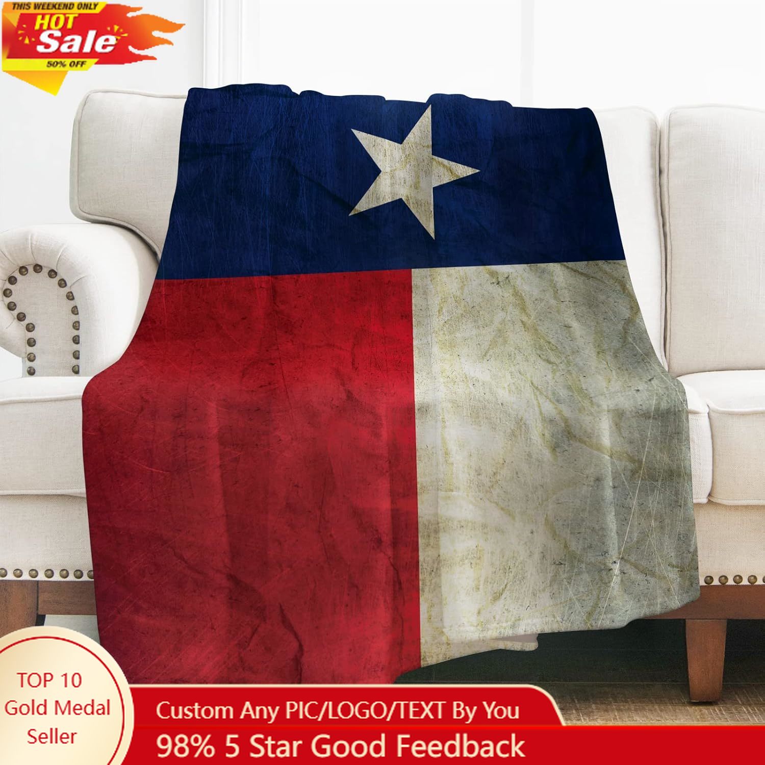 Home Textiles Usa - Одеяло с флагом Техаса Levens, подарки