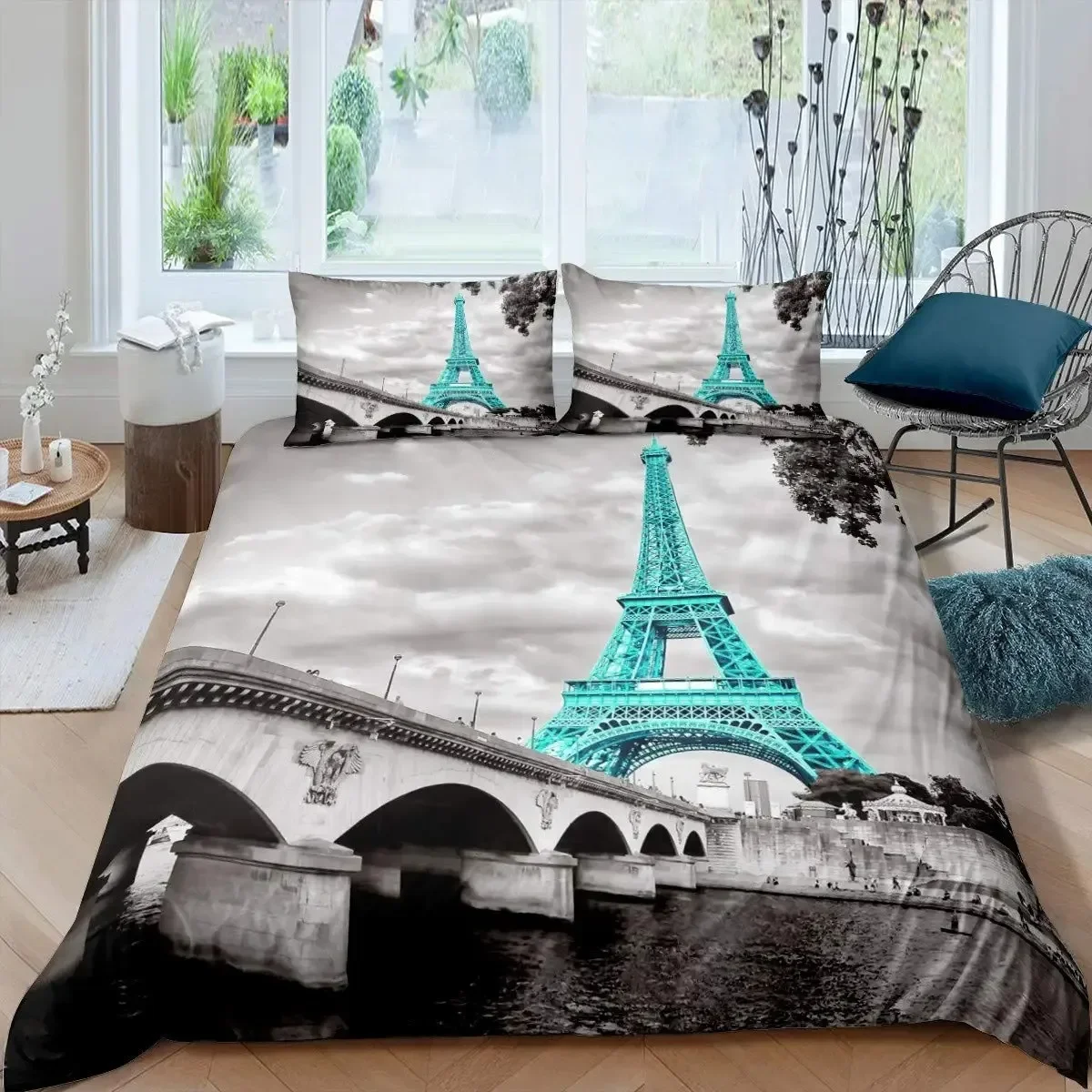 Home Textiles Paris - Эйфелева башня, Парижская тема, удобный пододеяльник,