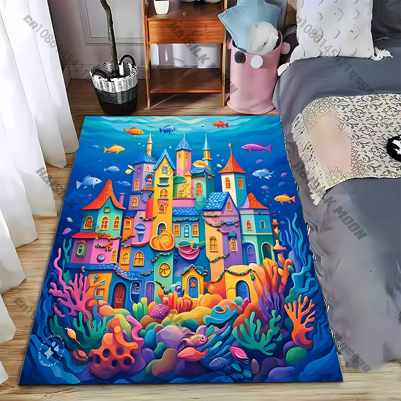 Home Textiles City - Подводный город с яркими цветами, коврик
