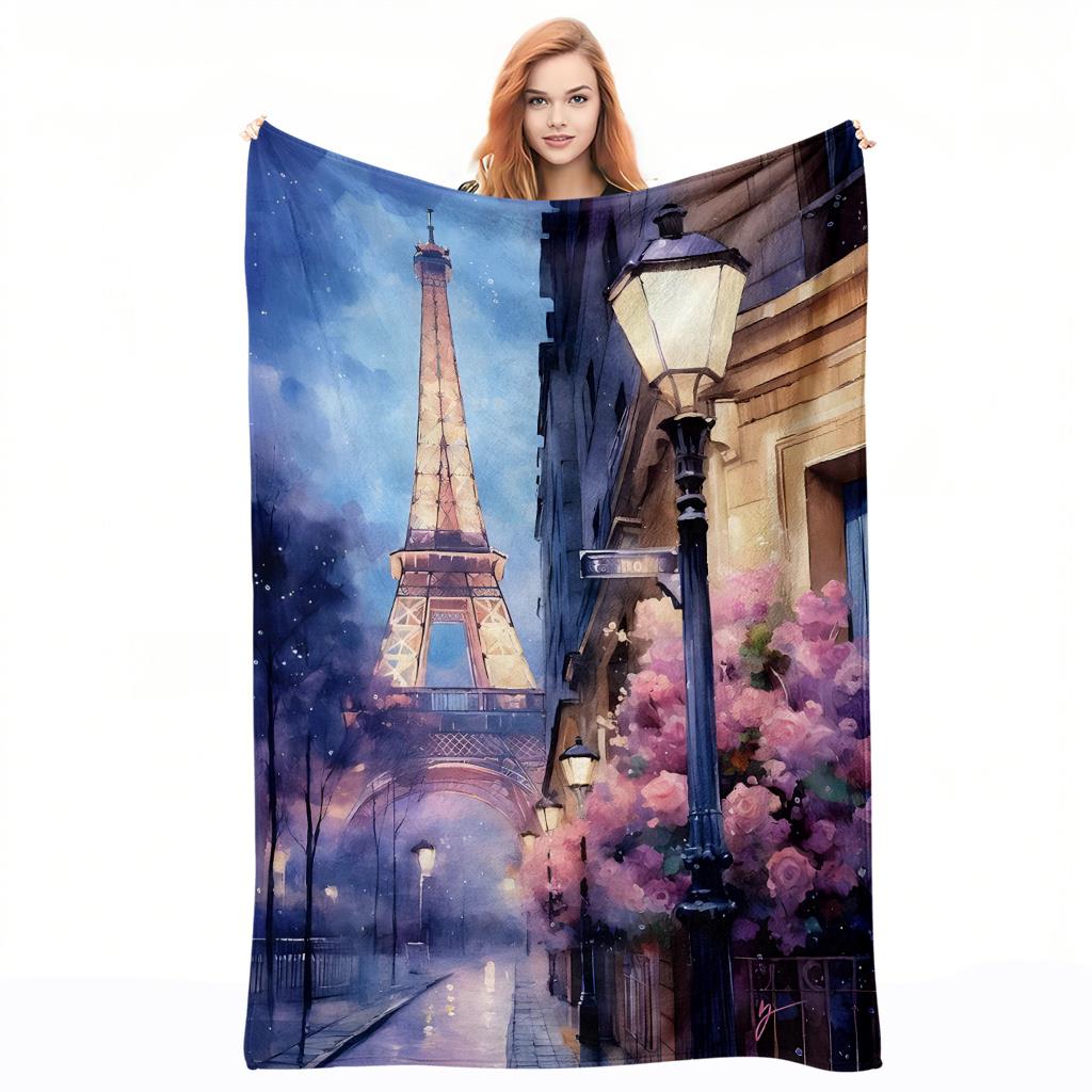 Home Textiles Paris - Фланелевое одеяло с принтом Paris Night