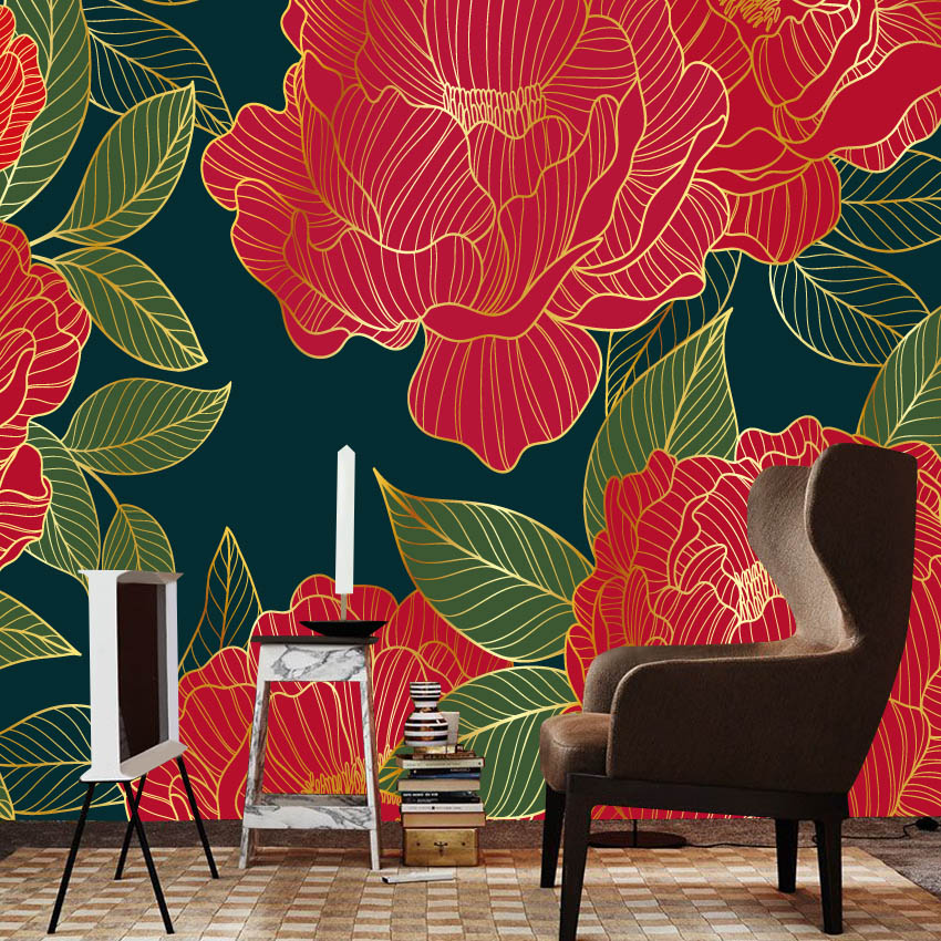 Home Textiles Photos - Фотообои с 20+ изображениями красных пионов