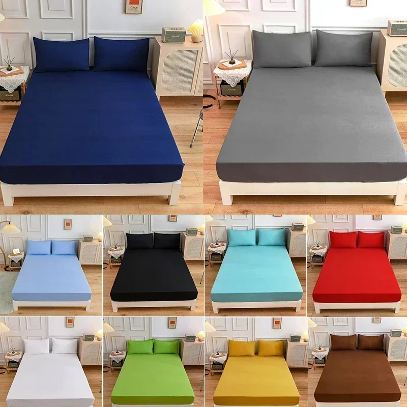 Mattress Pad Topper - Сплошной цвет, мягкий полиэстер, простыня, эластичный